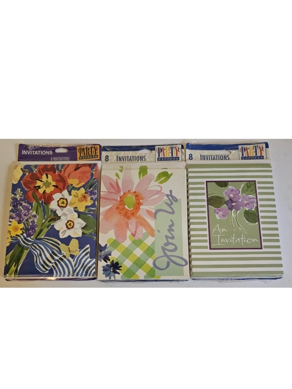 Hallmark Floral Invitation Cards With Envelopes - Blue, Pink, Green